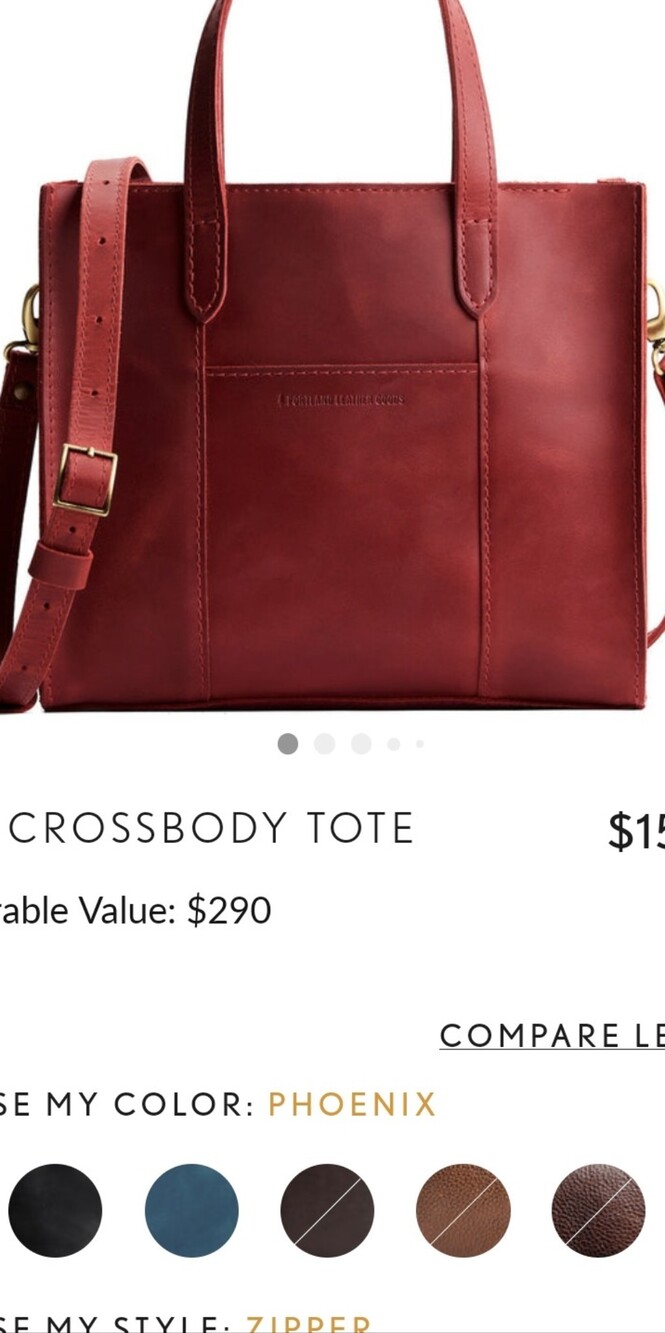 Portland Leather Goods Lola Crossbody Tote Lollipop Leather Bag